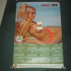 Vintage 1974 Castrol advertising wall calendar